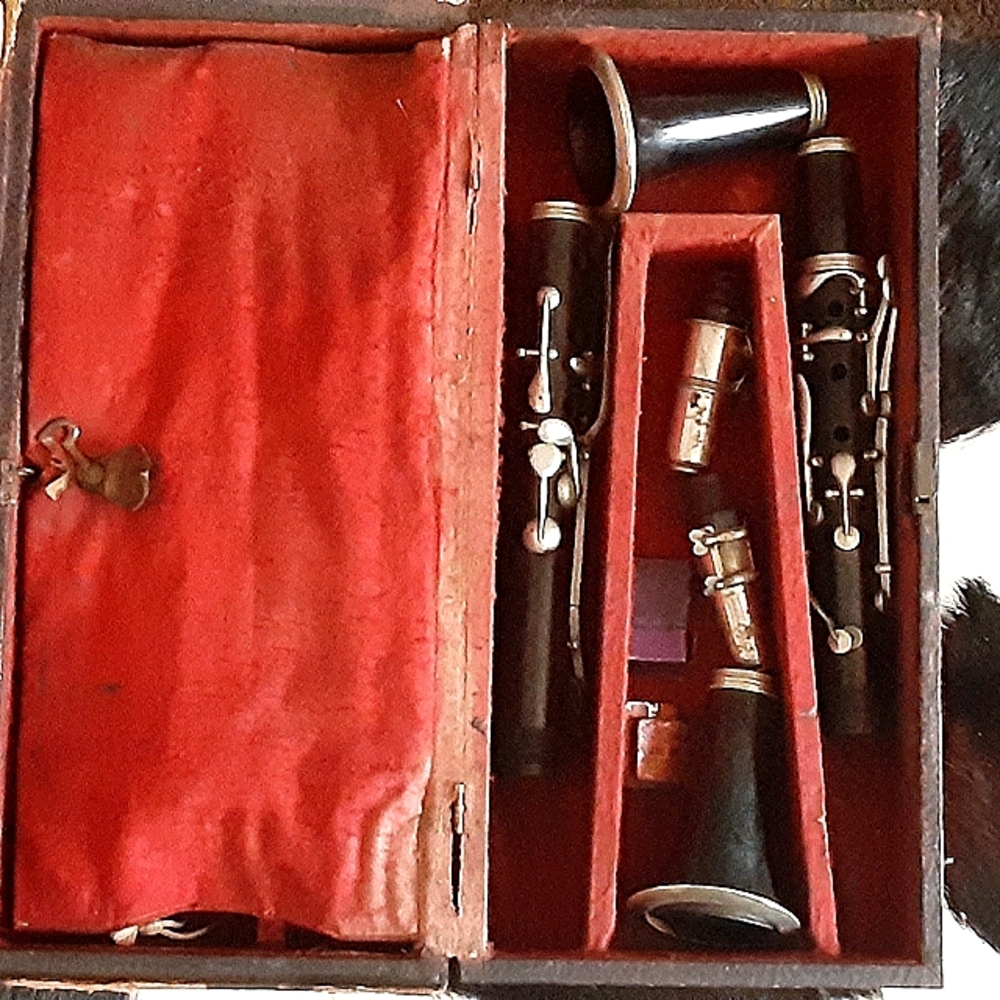 Vintage 1920's wooden clarinet with original case